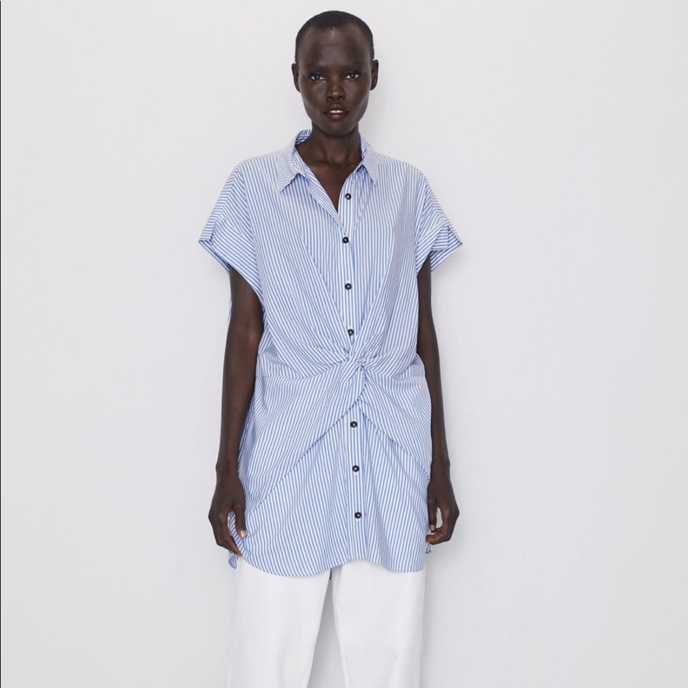 Zara Stripes shirt with knot L